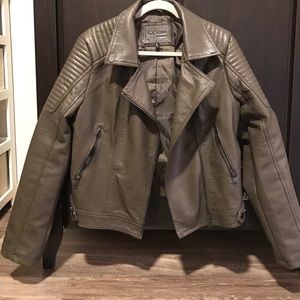 Dark green leather jacket